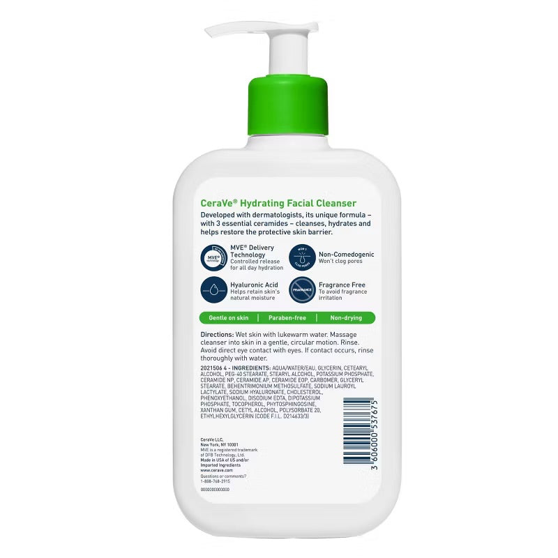 CeraVe - Limpiador Facial Face Wash Hydrating Facial Cleanser for Normal to Dry Skin