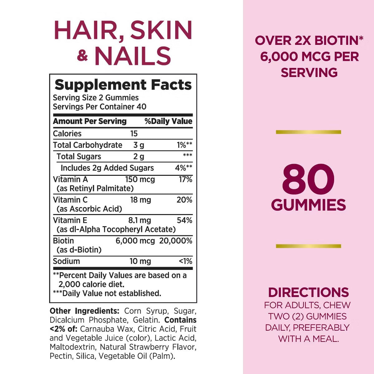 Nature's Bounty Optimal Solutions - Advanced Hair, Skin & Nails Gummies with Biotin