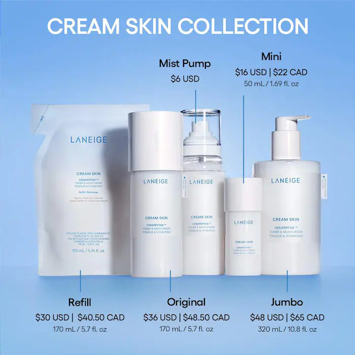 LANEIGE - Cream Skin Refillable Toner & Moisturizer with Ceramides and Peptides **BAJO-PEDIDO**