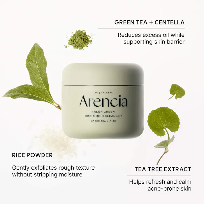 Arencia - Fresh Green Rice Mochi Foaming Cleanser with Green Tea and Tea Tree for Acne-Prone Skin **BAJO-PEDIDO**