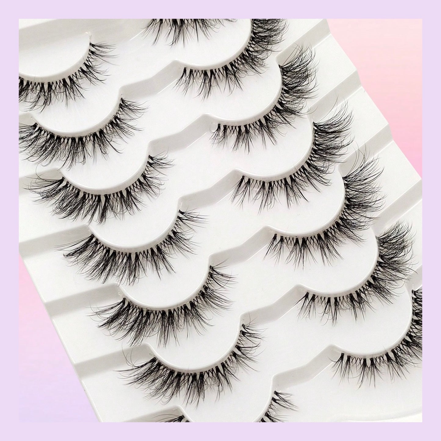 Shein - Set de 7 Pares de Pestañas Postizas Efecto Natural Con Banda Transparente