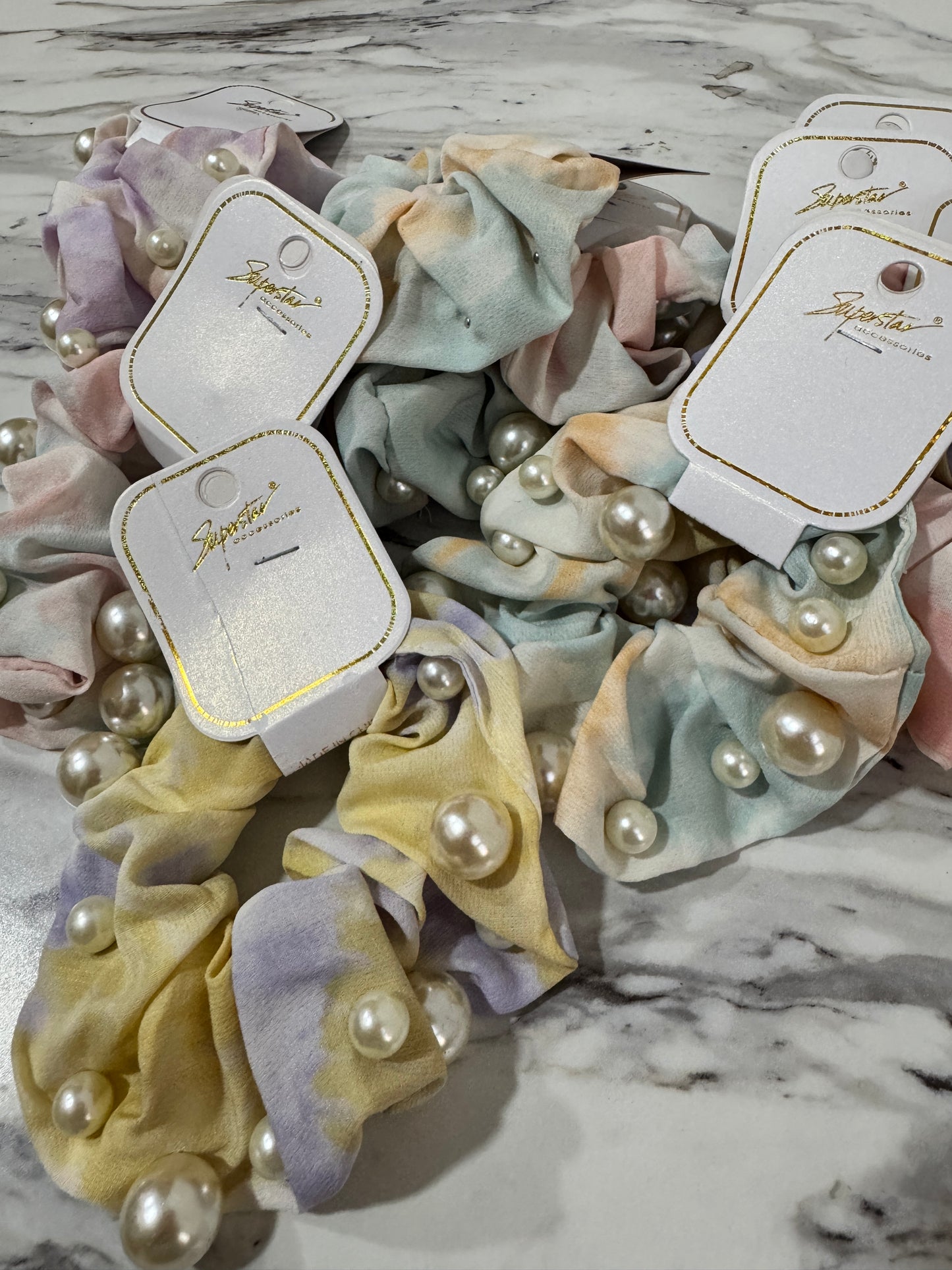 Hair Scrunchies con Perlas (1 UNIDAD)