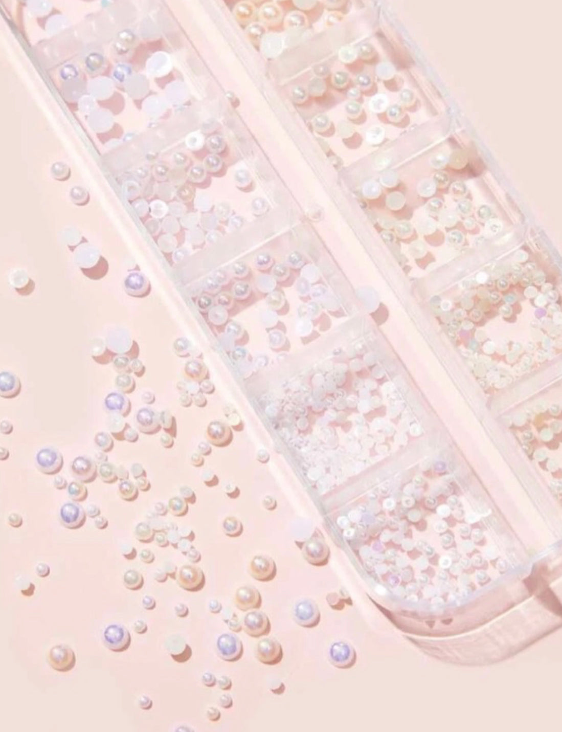 ✨Caja de Perlas Multiusos Blancas Y Beige Tornasol 6 Tamaños #RJ-MJSP-201