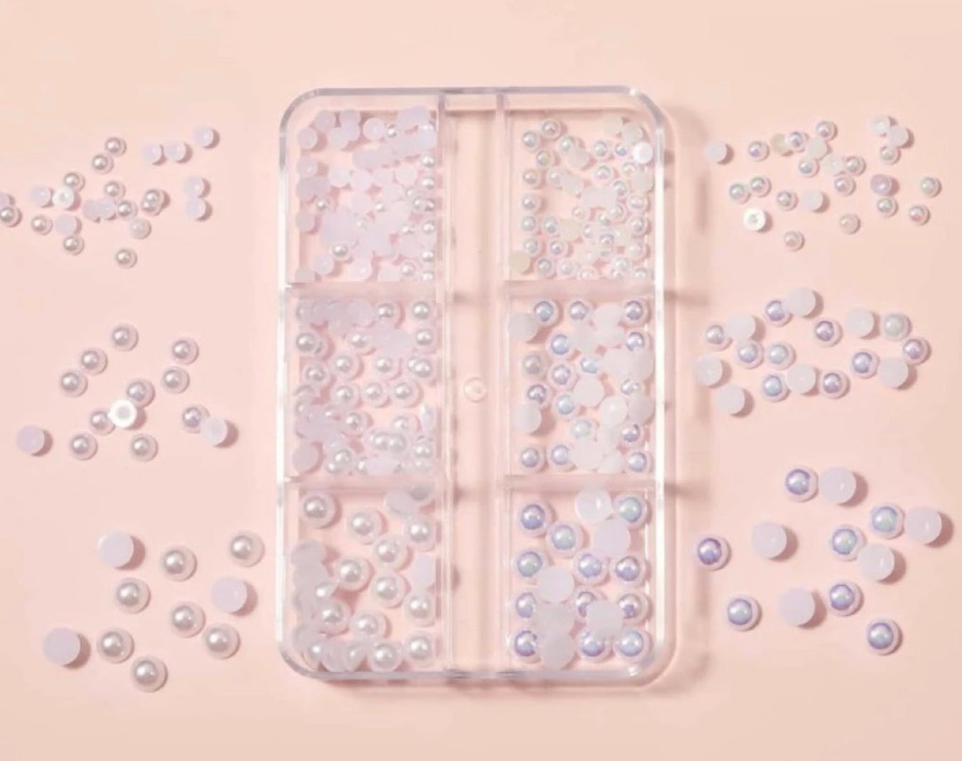 ✨Caja de Perlas Multiusos Blancas y Tornasol 3 Tamaños #X238 - Shein