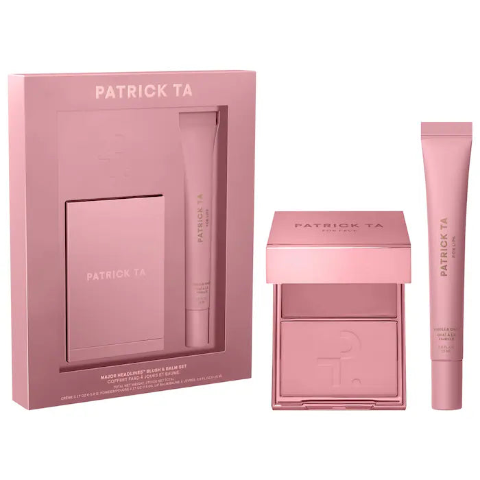 PATRICK TA  Major Headlines Double-Take Crème & Powder Blush Duo & Lip Balm Makeup Gift Set **BAJO-PEDIDO**