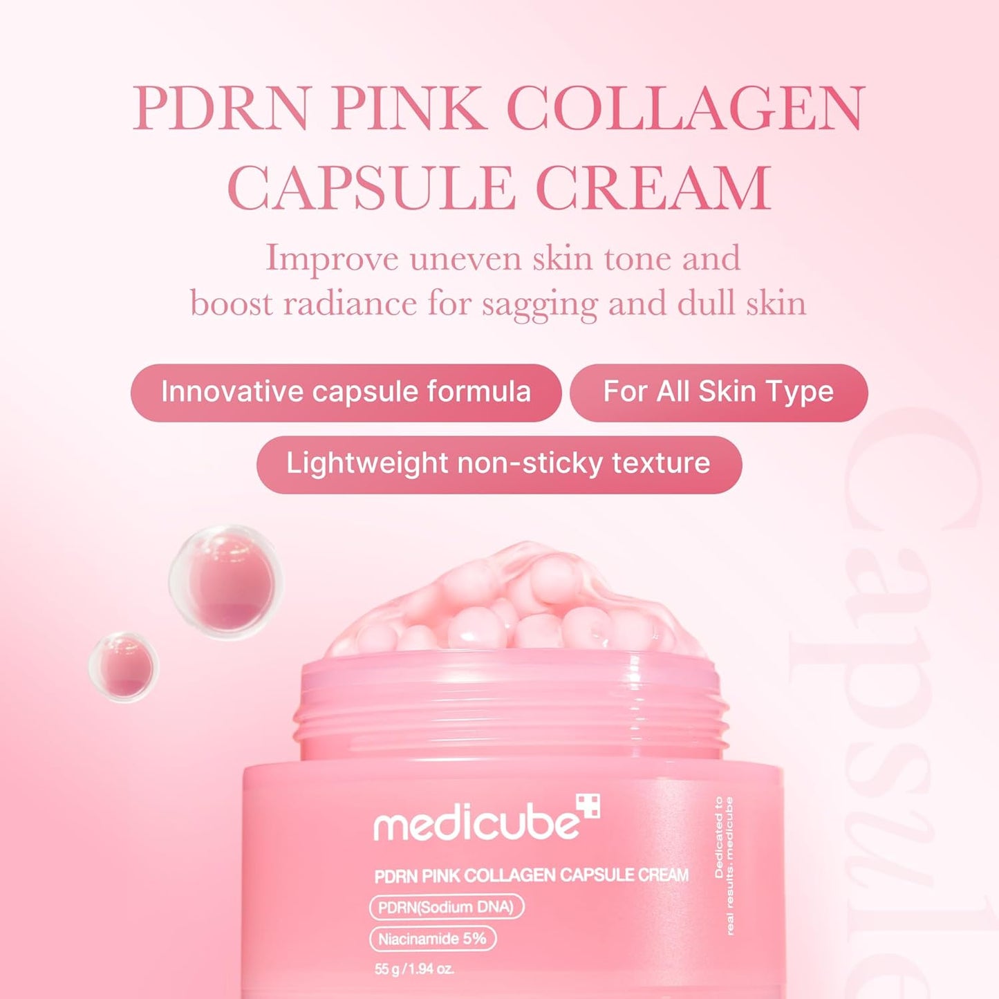 MEDICUBE - Crema Facial PDRN Pink Collagen Capsule Cream