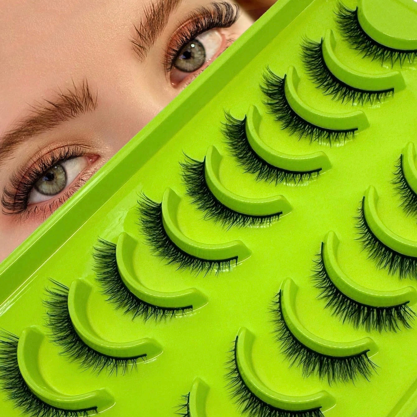 Shein - 10 Pares de Pestañas Postizas Naturales 3D Suaves y Esponjosas Con Efecto de Ojos de Gato