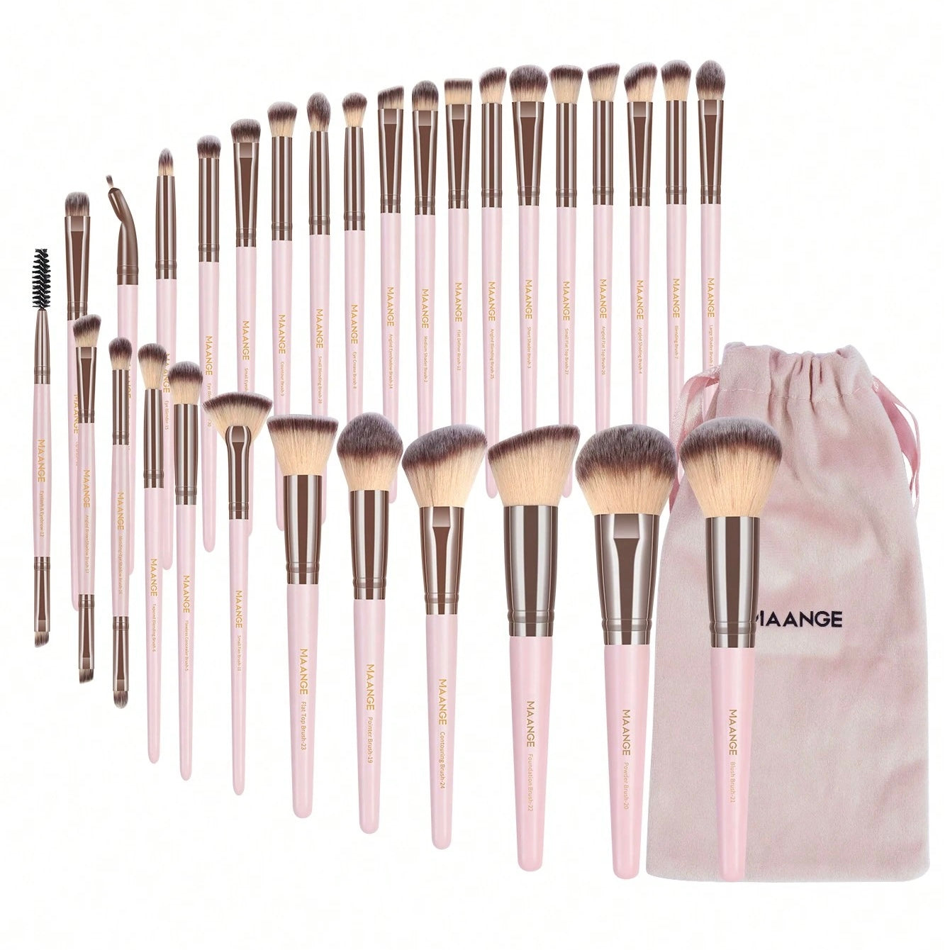 Shein - Set De Brochas De Maquillaje Profesional Maange De 30 Piezas