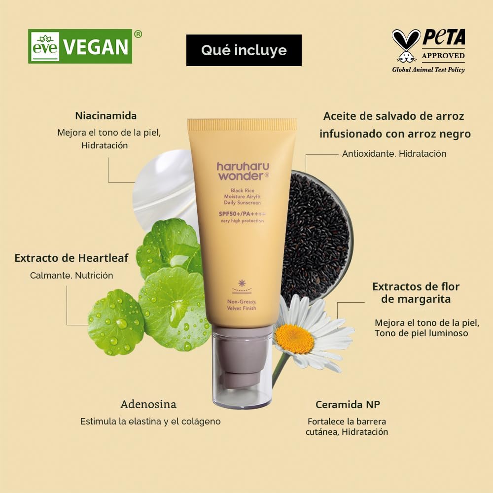 Haruharu Wonder - Black Rice Moisture Airyfit Daily Sunscreen  SPF 50+ y PA++++