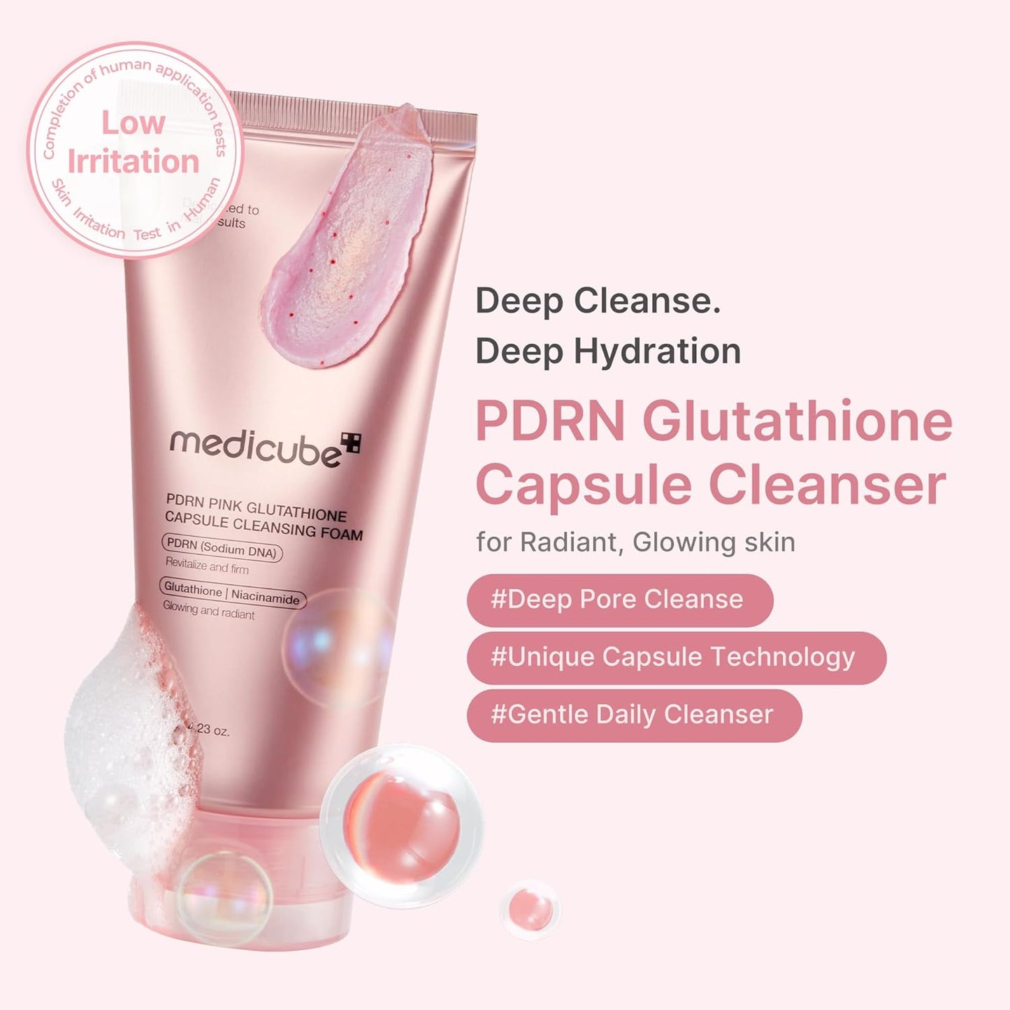 Medicube - PDRN Pink Glutathione Capsule Cleansing Foam