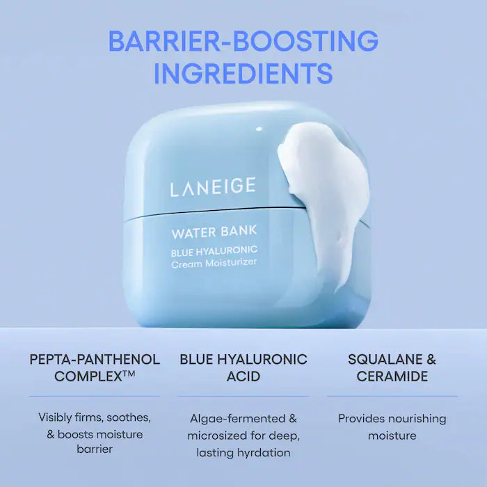 LANEIGE - Water Bank Blue Hyaluronic Cream Moisturizer for Moisture Barrier Repair **BAJO-PEDIDO**