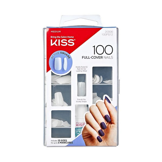 KISS Products - Fake Nails Active Square - 101ct **BAJO-PEDIDO**