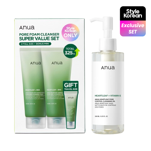 ✨Anua - Heartleaf Pore Cleansing Double Duo (Cleansing Foam&Oil)