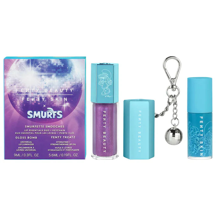 🚨Fenty Beauty - by Rihanna  Smurfette Smooches Lip Essentials Duo + Keychain **BAJO-PEDIDO**