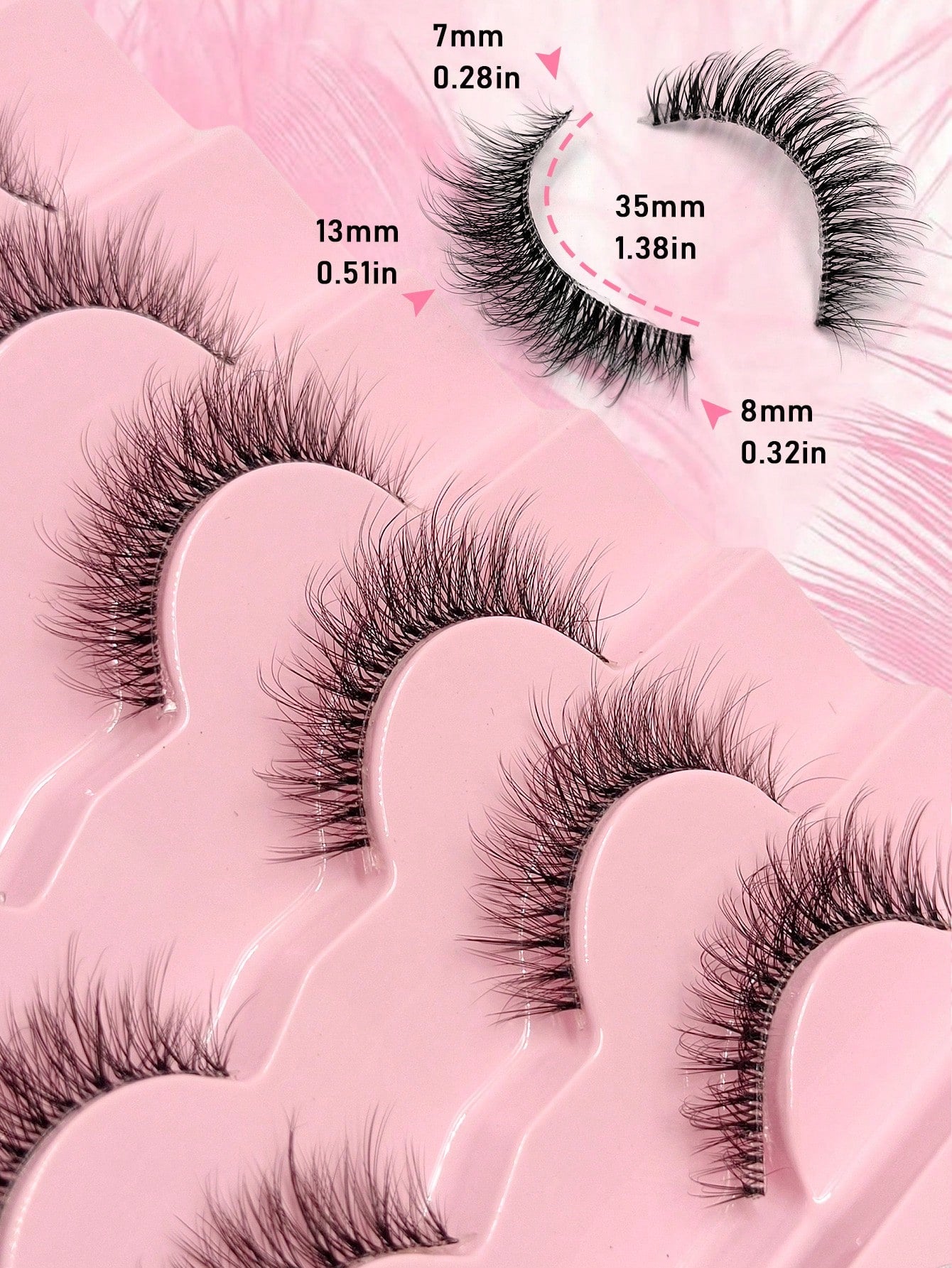 Shein - 7 Pares Set de Pestañas Postizas Naturales, Largas, Rizadas