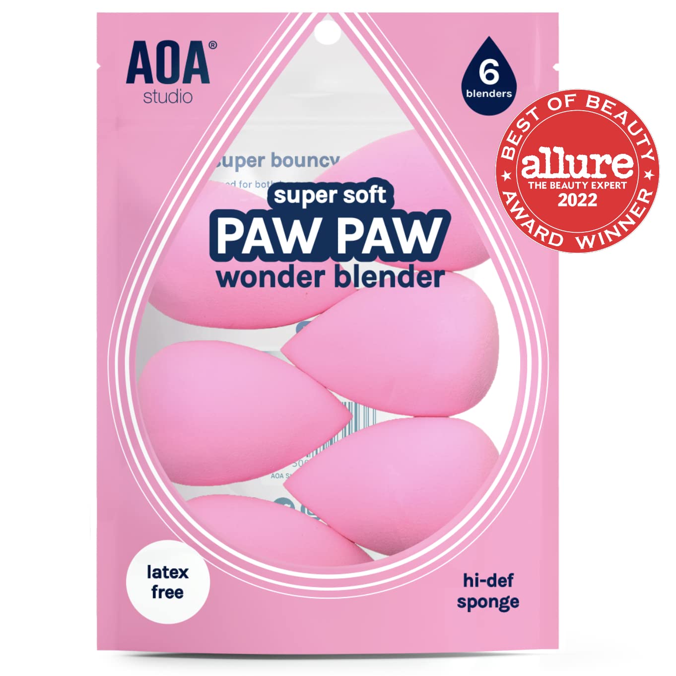 AOA Studio Collection makeup Sponge Set Latex Free and High-definition Set of 6 makeup Wonder blender **BAJO-PEDIDO**