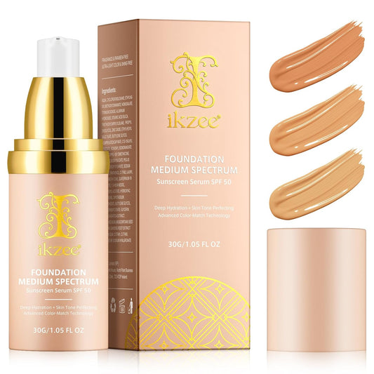 Base 4 en 1 – SPF 50 suero protector solar corrector de cobertura media impermeable y duradero hidratación **BAJO-PEDIDO**