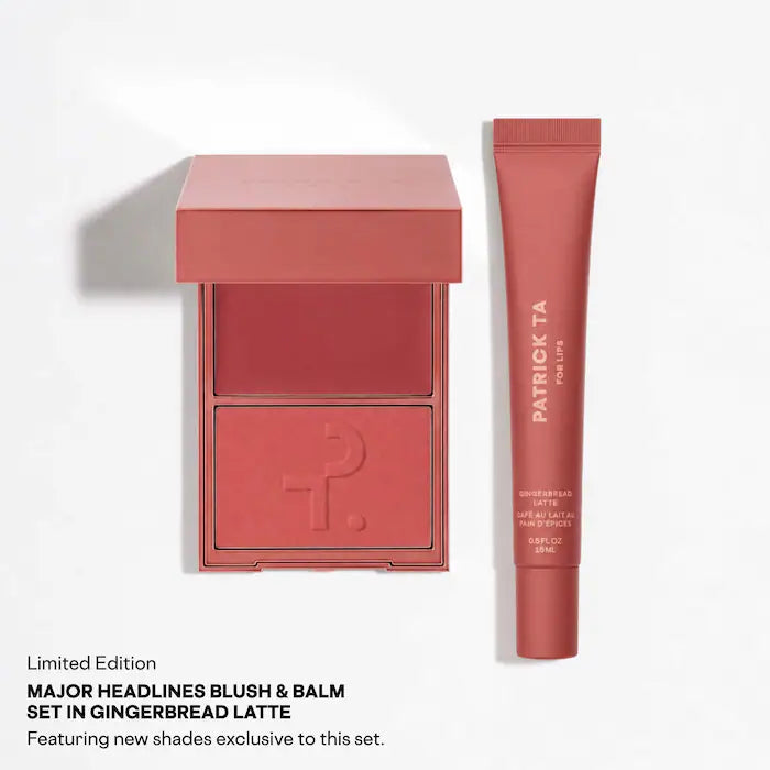 PATRICK TA  Major Headlines Double-Take Crème & Powder Blush Duo & Lip Balm Makeup Gift Set **BAJO-PEDIDO**