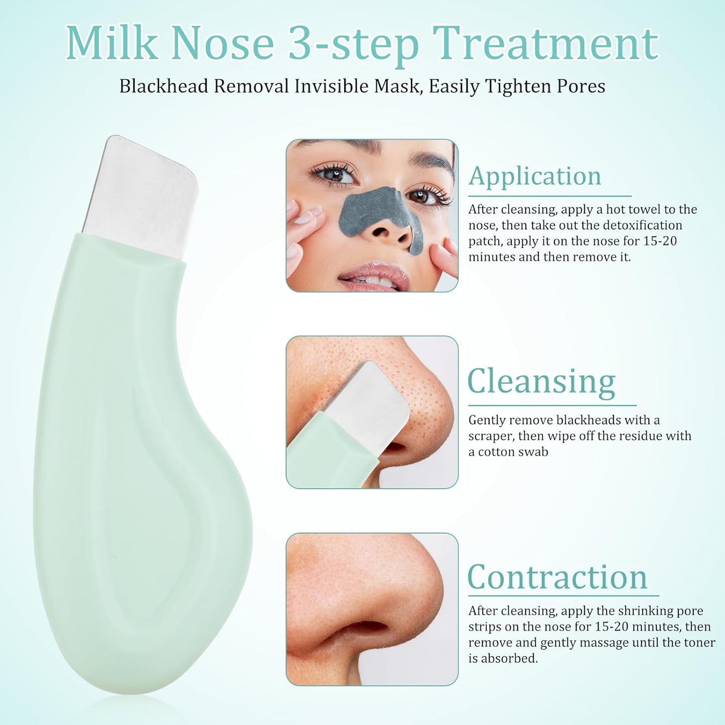 Herramienta de eliminación de puntos negros, removedor de espinillas de nariz de silicona, removedor de puntos negros, espátula facial, limpieza profunda, extractor de poros, limpiador suave y seguro **BAJO-PEDIDO**