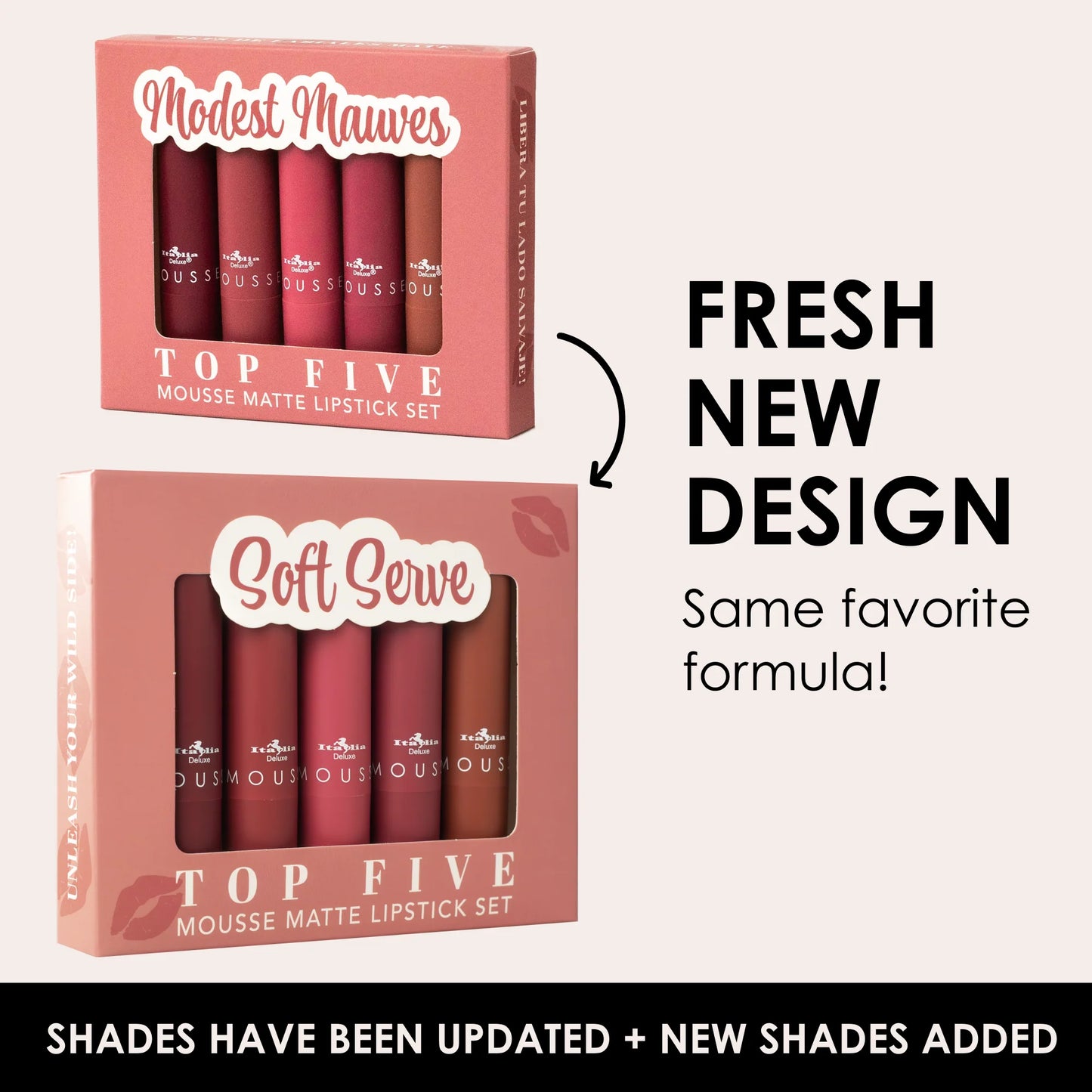 Set de Labiales Mousse Matte Lipstick Top Five Sets - Italia Deluxe