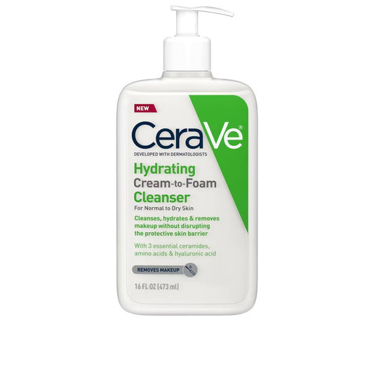 CeraVe - Hydrating Cream to Foam Face Wash with Hyaluronic Acid for Normal to Dry Skin