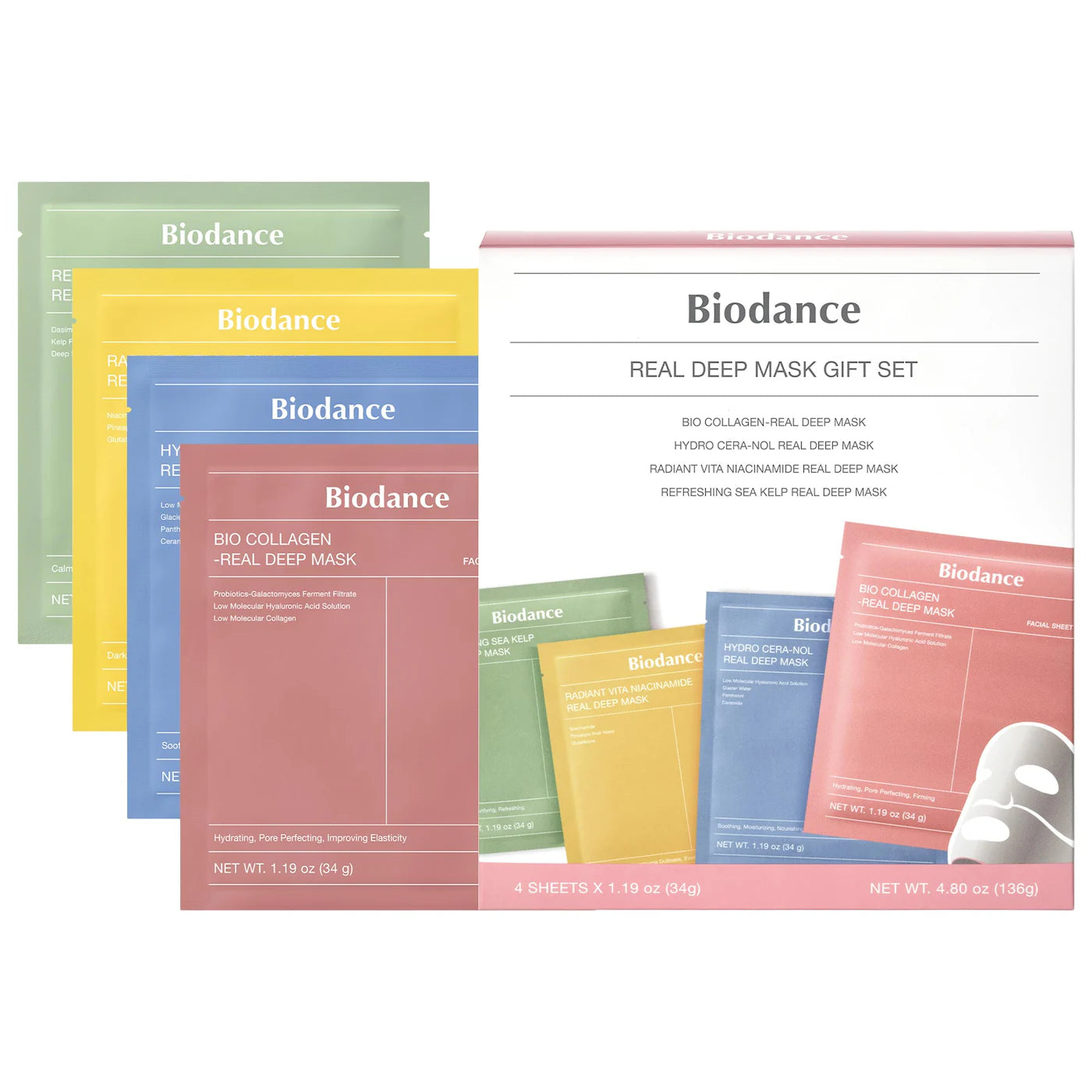Biodance - Real Deep Mask Gift Set - 4 Masks for Pore Care, Hydration, Calming and Dark Spot Treatment **BAJO-PEDIDO**