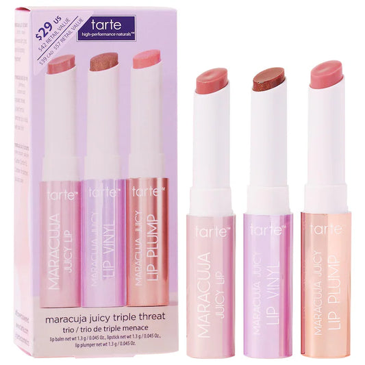 Tarte - mini maracuja juicy lip plump gloss & balm triple threat trio