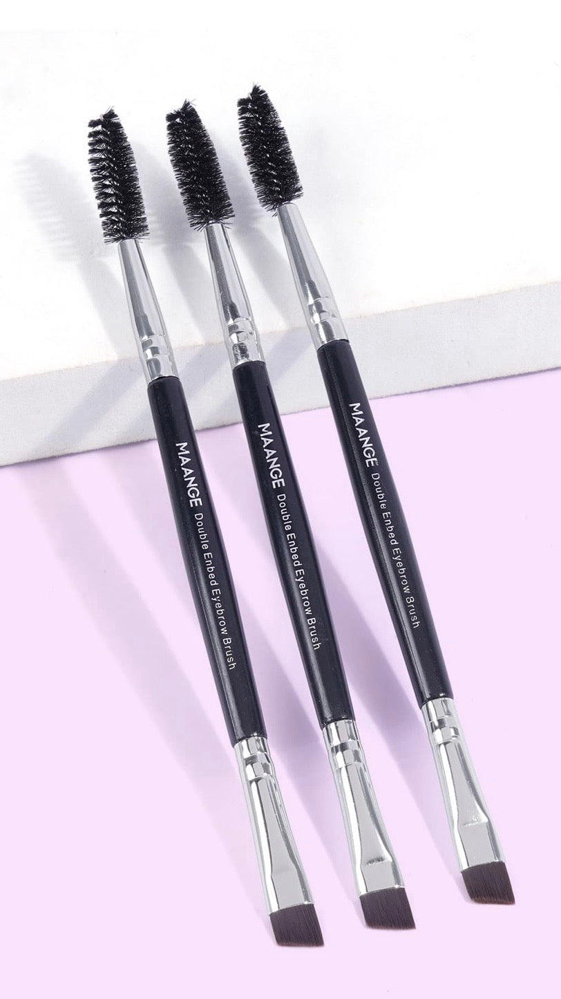 MANGE - Set de 3 piezas de brochas profesionales de doble punta para cejas