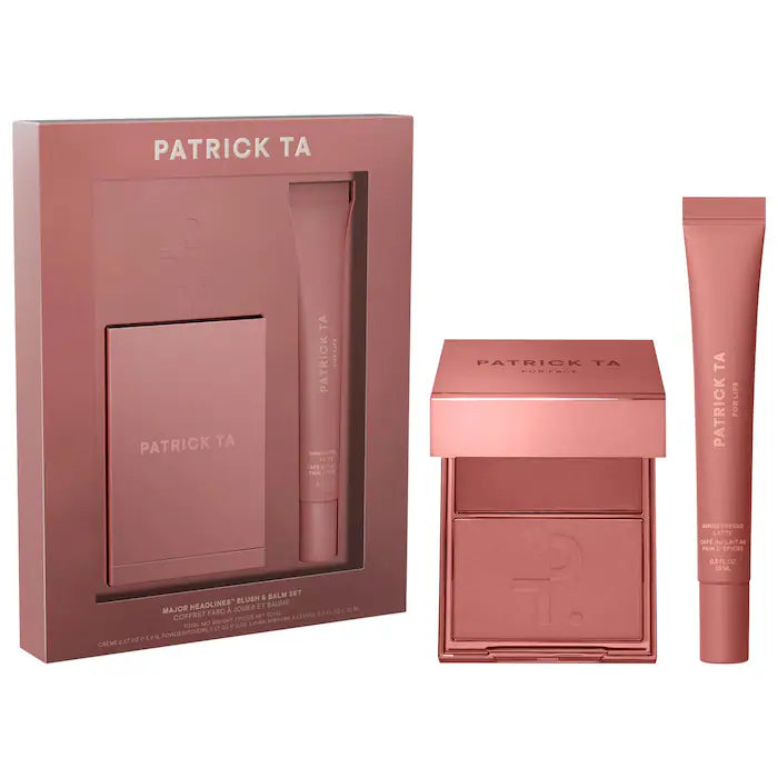 PATRICK TA  Major Headlines Double-Take Crème & Powder Blush Duo & Lip Balm Makeup Gift Set **BAJO-PEDIDO**
