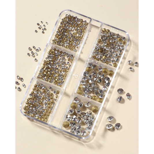 ✨Caja de Diamantes Plateados 6 tamaños #XY0005-01