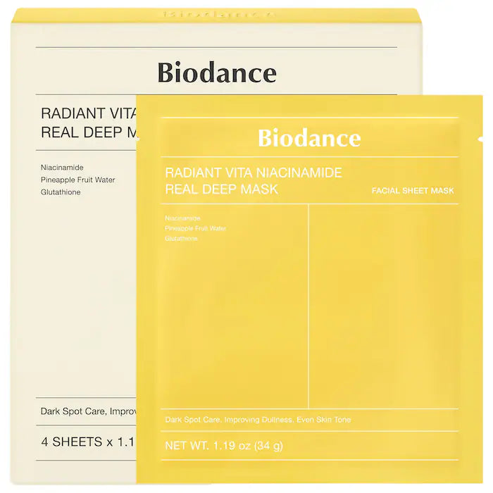 Biodance Radiant Vita Niacinamide Real Deep Mask 4 Pack For Bright Biodance Radiant Vita Niacinamide Real Deep Mask 4 Pack For Bright
