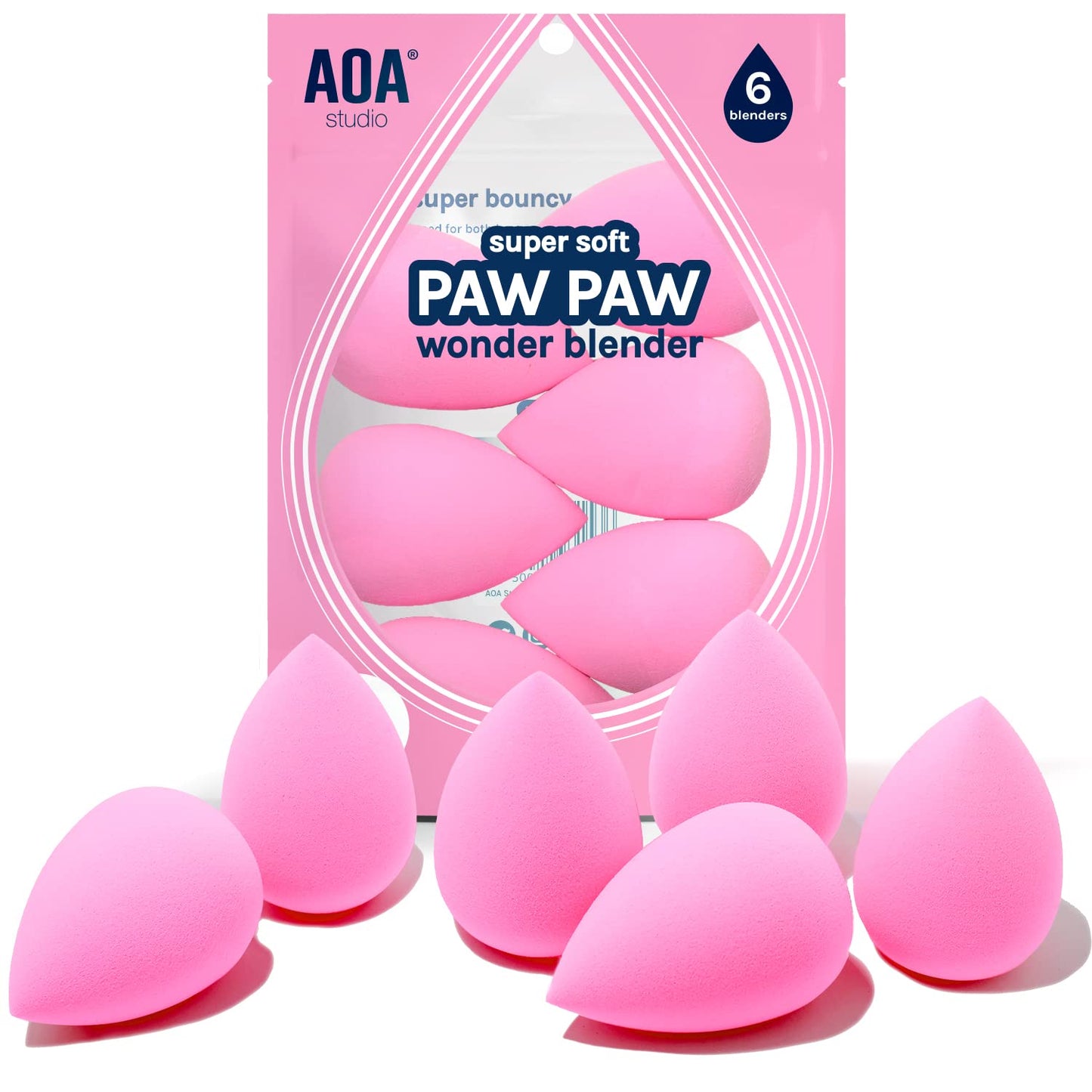 AOA Studio Collection makeup Sponge Set Latex Free and High-definition Set of 6 makeup Wonder blender **BAJO-PEDIDO**