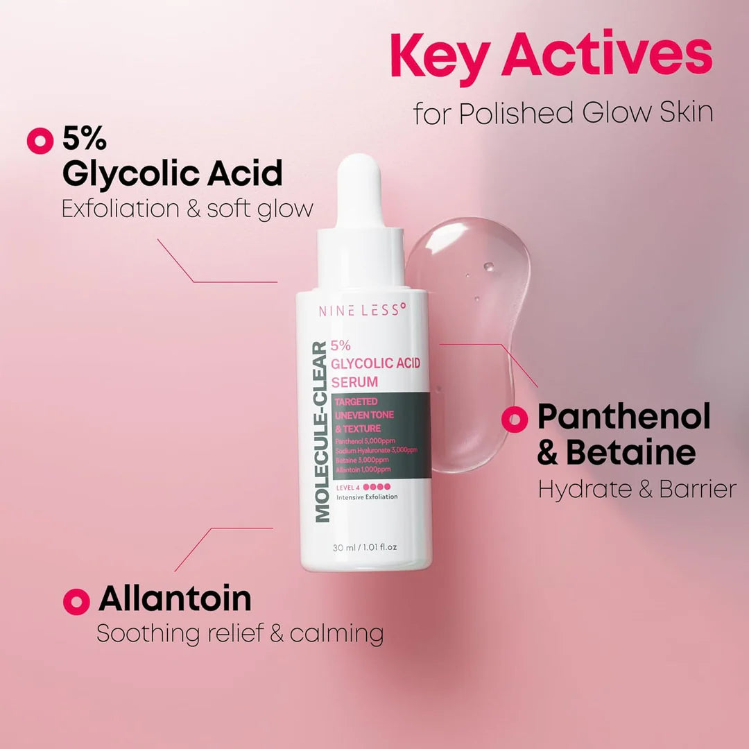 NINELESS - Sérum Facial Molecule-Clear 5% Glycolic Acid Serum