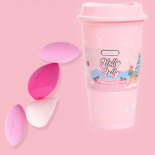 ✨Beauty Creations - Oh Deer Christmas Holly Jolly Beauty Blender Cup SET