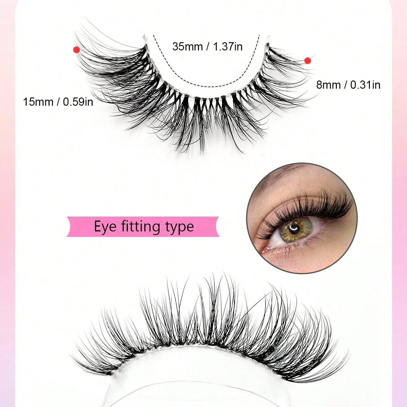 Shein - Set de 7 Pares de Pestañas Postizas Efecto Natural Con Banda Transparente