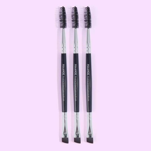 MANGE - Set de 3 piezas de brochas profesionales de doble punta para cejas
