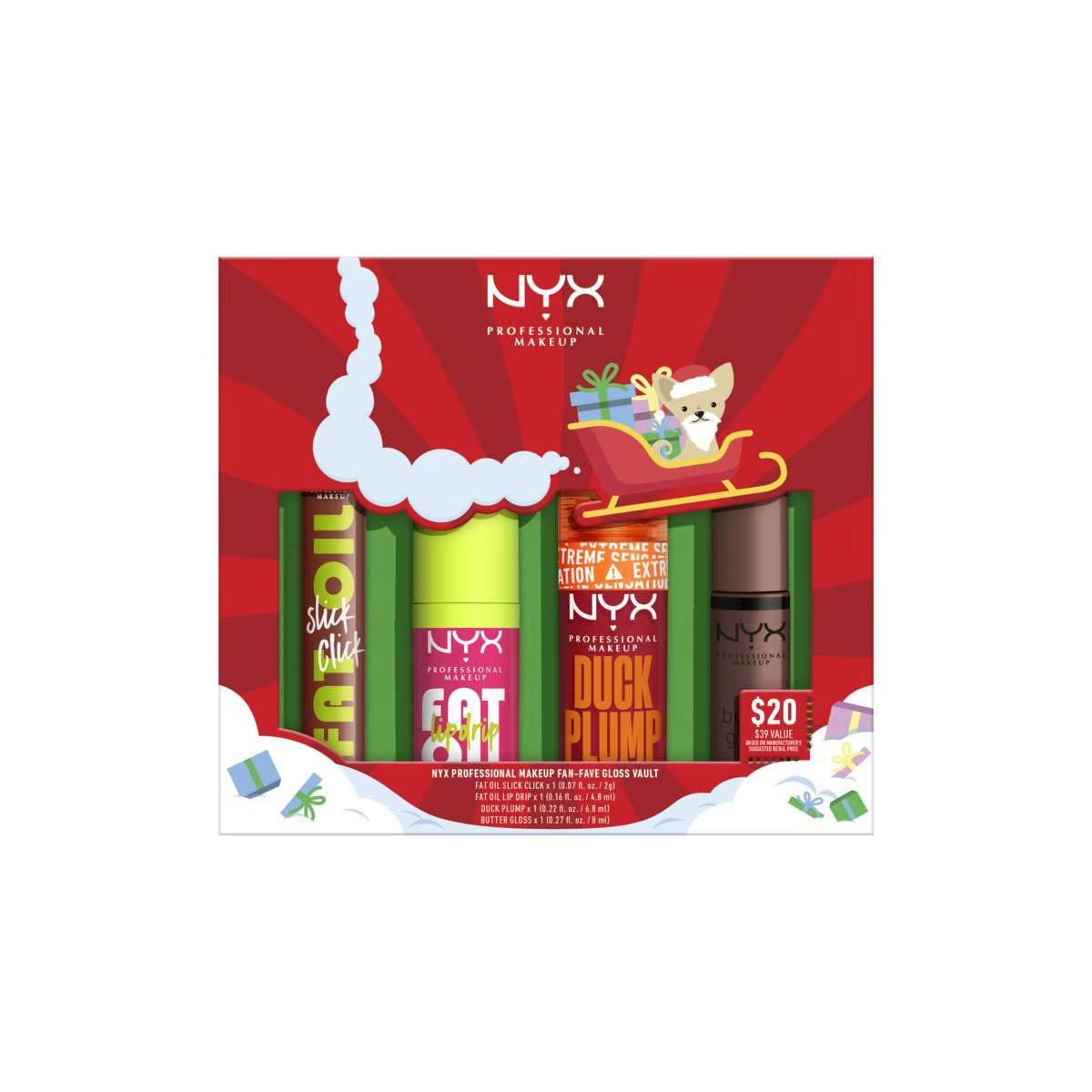 NYX Professional - Makeup Fan Fav Lip Gloss Vault Holiday Gift Set (4 piezas)