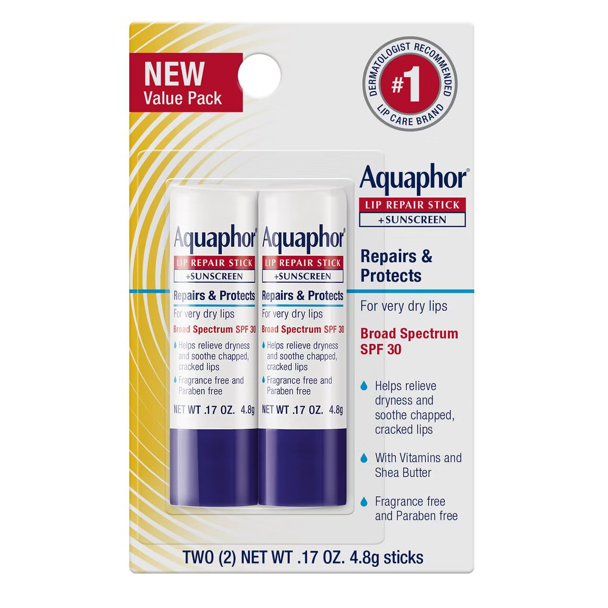 Aquaphor - Lip Balm Repair Stick for Chapped Lips - SPF30 **BAJO-PEDIDO**